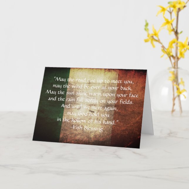 Irish Blessing on Distressed Flag Greeting Card (Yellow Flower)