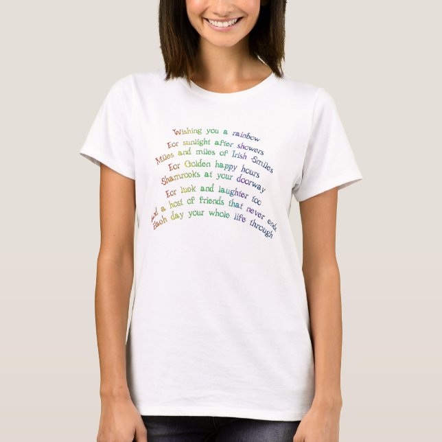 Irish Blessing Poem-Rainbow-white background T-Shirt (Front)