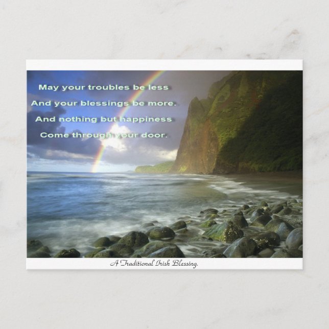 Irish Blessing prayer & rainbow Postcard (Front)
