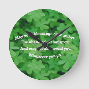 Irish Blessing Round Clock