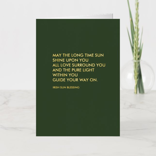 Irish Blessing Sage Green St Patricks Day Gold Foil Greeting Card (Front)