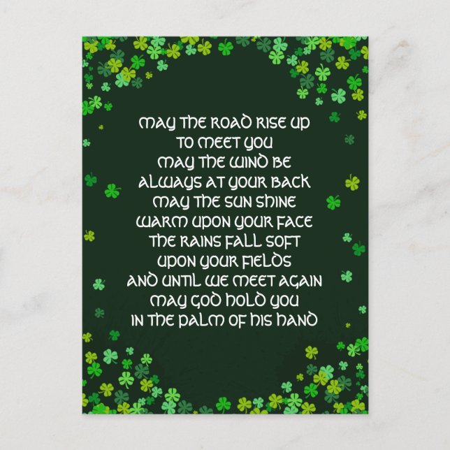 Irish Blessing Shamrock Design Personalized Holiday Postcard (Front)
