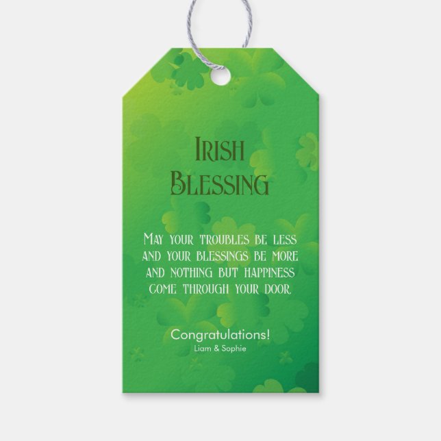 Irish Blessing Shamrock Green Gift Tags (Front)