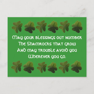 Irish Blessing Shamrock Postcard