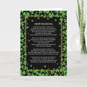 Irish Blessing Shamrocks and Gold Celtic Rope Card