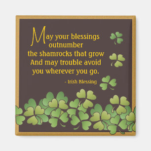 Irish Blessing & Shamrocks Magnet