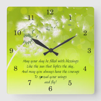 Irish Blessing, Spread your wings and fly Square Wall Clock