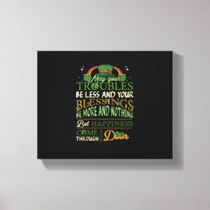 Irish Blessing St Patricks Day Leprechaun Rainbow  Canvas Print