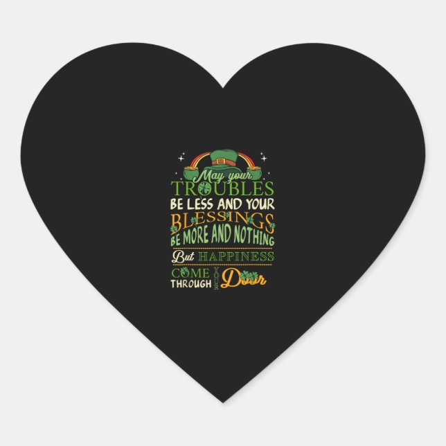 Irish Blessing St Patricks Day Leprechaun Rainbow  Heart Sticker (Front)