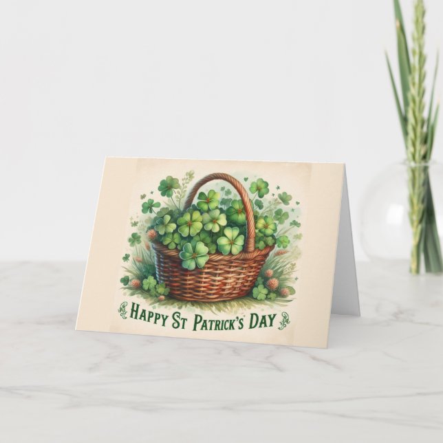Irish Blessing St Patrick's Shamrock Holiday Card (Front)
