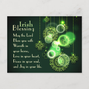 Irish Blessing The Lord Bless You, Shamrock Design Postcard