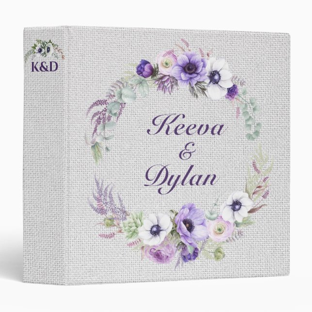 Irish Blessing Violets Wedding - Anniversary Binder (Front/Spine)