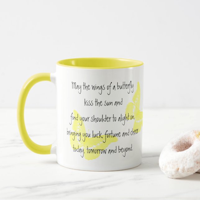 Irish Blessing: Wings of a Butterfly Mug (With Donut)