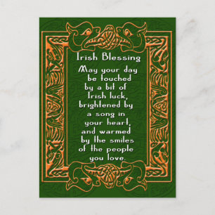 Irish Blessing with Celtic Font and Background Postcard