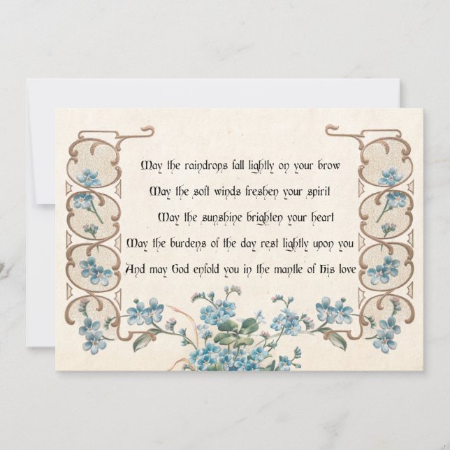 Irish Blessing with Elegant Floral Border Holiday Card (Front)