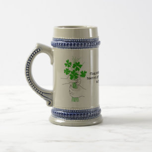 Irish Blessing with Four Leaf Clover Bouquet Beer Stein