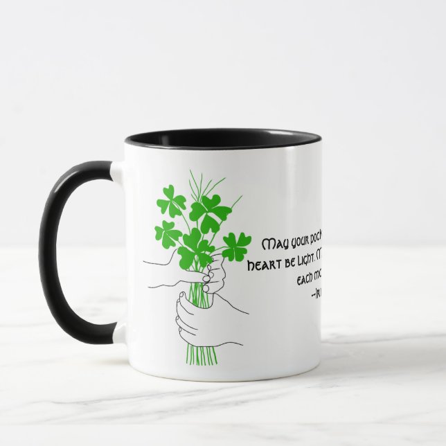 Irish Blessing with Four Leaf Clover Bouquet Mug (Left)