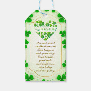 Irish blessings and shamrocks are symbols of luck gift tags