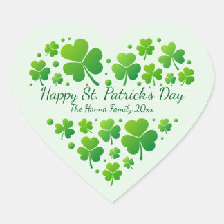 Irish blessings and shamrocks are symbols of luck heart sticker