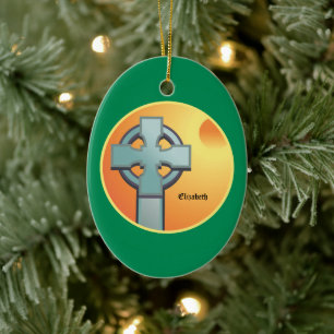 Irish Blessings Cross Personalized Ceramic Ornament