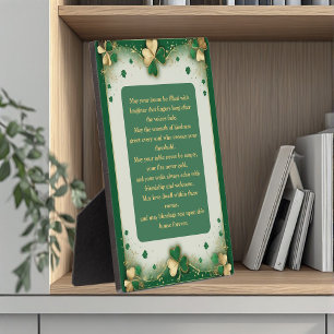 Irish Blessings for Home and Hearth Shamrock Gold Plaque