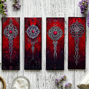 Irish Bookmarks, Red Gothic Bookmarks 1