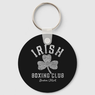 Irish Boxing Club Boston Shamrock Distressed Gift  Keychain