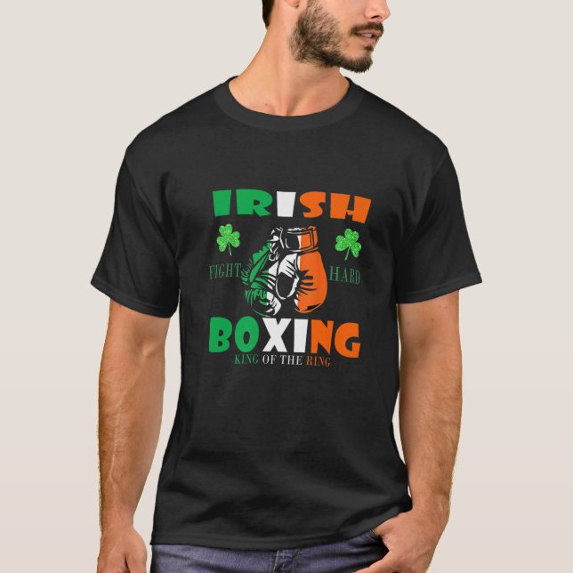 Irish Boxing Ireland Flag Shamrock Irish Boxing St T-Shirt (Front)
