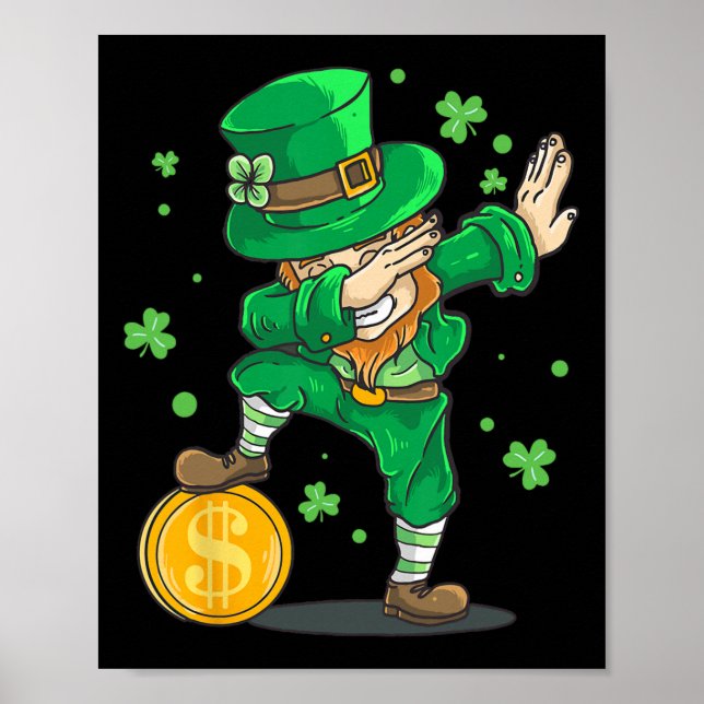 Irish Boy Dabbing Leprechaun Funny St Patrick Day  Poster (Front)