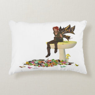 Irish Boy Fairy On Mushroom Accent Pillow