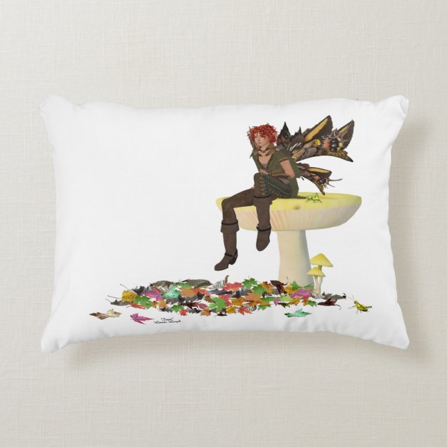 Irish Boy Fairy On Mushroom Accent Pillow (Front)
