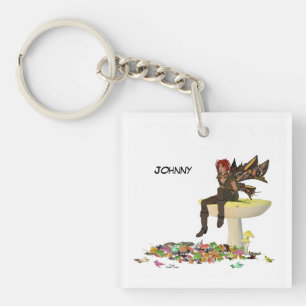 Irish Boy Fairy On Mushroom Acrylic Keychain