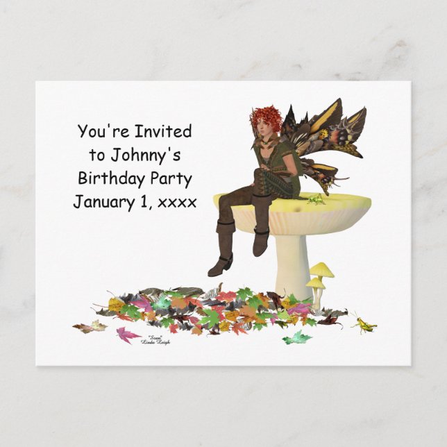 Irish Boy Fairy On Mushroom Birthdat Postcard (Front)