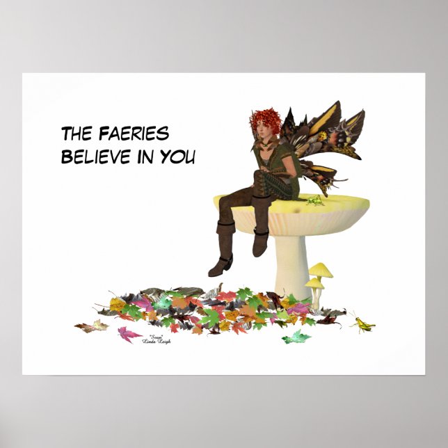 Irish Boy Fairy On Mushroom Poster (Devant)