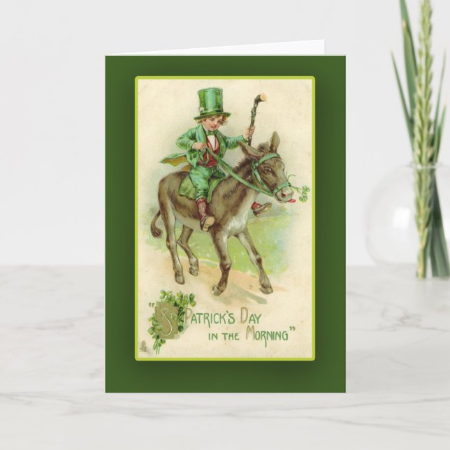 Irish Boy on Donkey St. Patrick's Day Cards (Front)