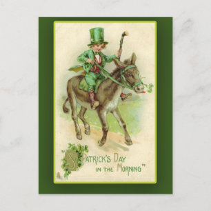 Irish Boy on Donkey St. Patrick's Day Cards