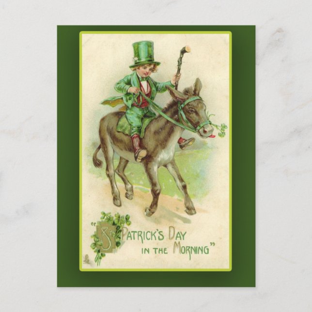 Irish Boy on Donkey St. Patrick's Day Cards (Front)