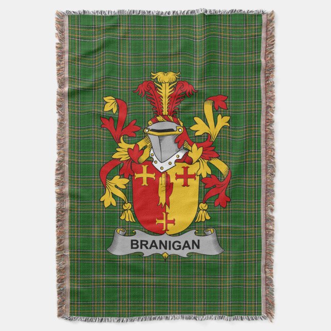  Irish Branigan or O_Branagan Coat of Arms Family  Throw Blanket (Front Vertical)
