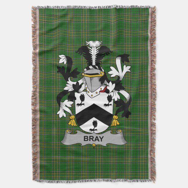  Irish Bray or McBray Coat of Arms Family Crest Ir Throw Blanket (Front Vertical)