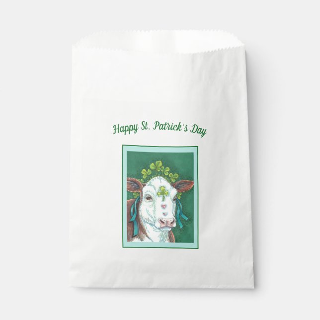 IRISH BRED ST. PATRICK'S DAY HEIFER, SHAMROCK COW FAVOUR BAG (Front)