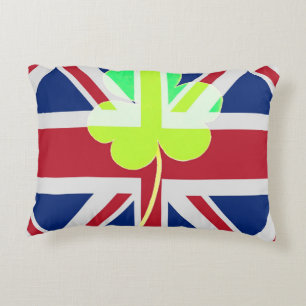 Irish British Flag Shamrock Clover St. Patrick UK Accent Pillow