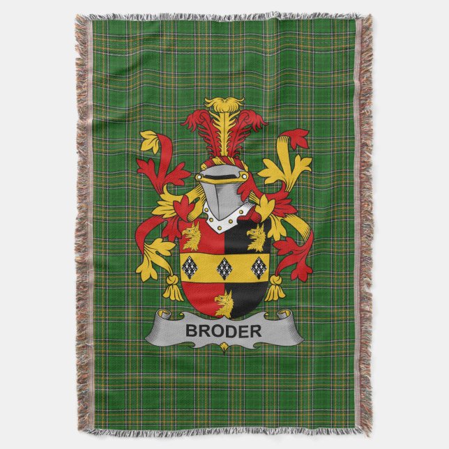  Irish Broder or O_Broder Coat of Arms Family Cres Throw Blanket (Front Vertical)