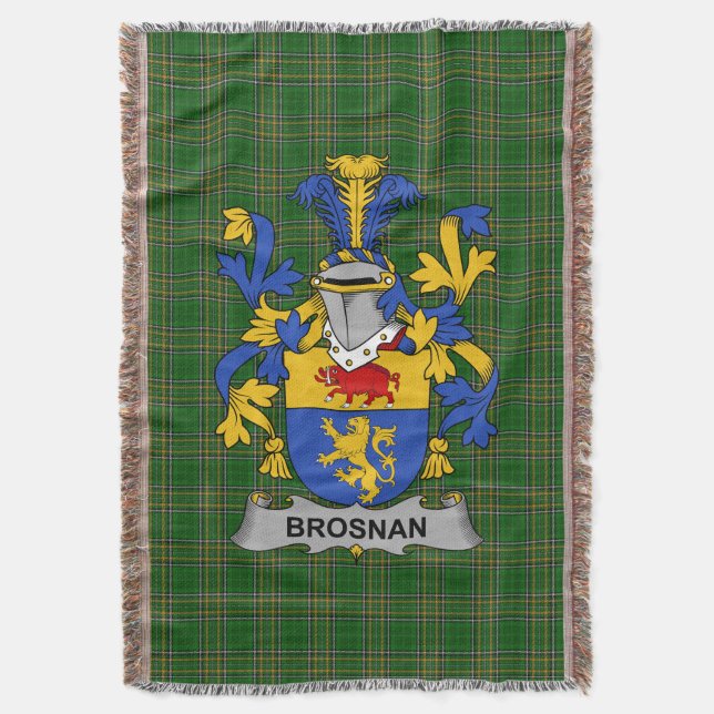  Irish Brosnan or O_Brosnan Coat of Arms Family Cr Throw Blanket (Front Vertical)