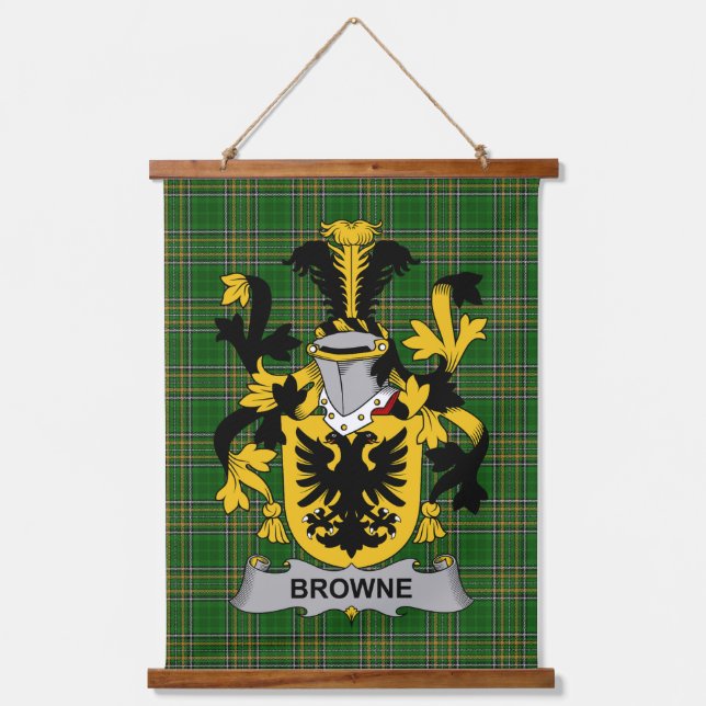 Irish Browne Coat of Arms Family Crest Hanging Tapestry (Front)