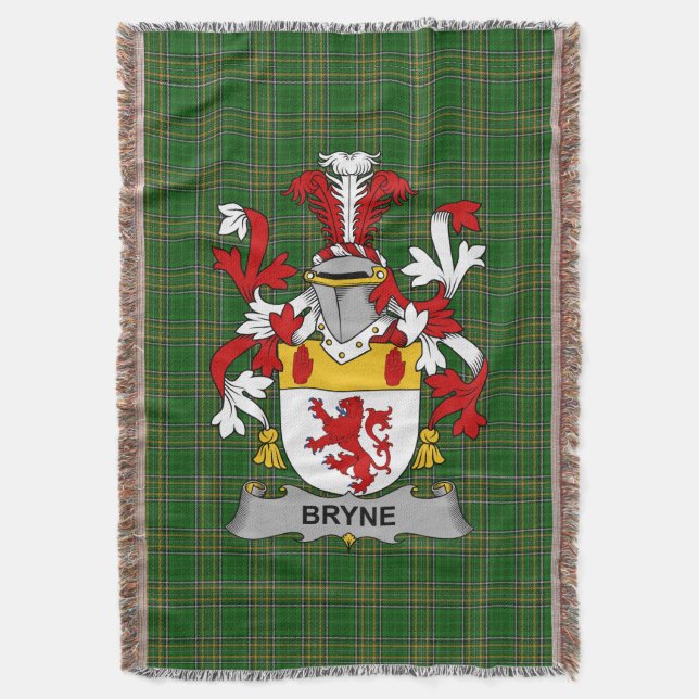  Irish Bryne or Brinn Coat of Arms Family Crest Ir Throw Blanket (Front Vertical)