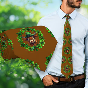 Irish Bull Pattern St. Paddys Day Tie