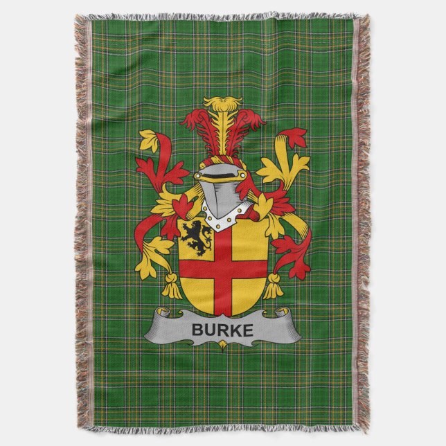  Irish Burke Coat of Arms Family Crest Ireland Throw Blanket (Front Vertical)