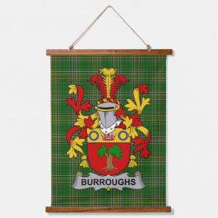 Irish Burroughs Coat of Arms Family Crest Hanging Tapestry