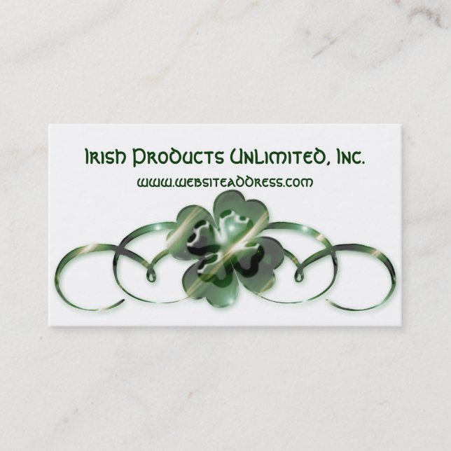 Irish Business Card :: Double Shamrock Design G1 (Front)
