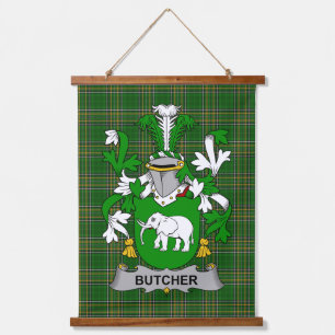 Irish Butcher Coat of Arms Family Crest Hanging Tapestry